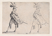 Le Gentilhomme au Manteau Posé sur la Hanche (Gentleman with his Mantle on his Hip), from "Les Caprices" Series A, The Florence Set, Jacques Callot  French, Etching