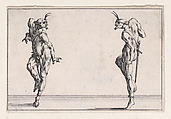 Les Deux Pantalons se Regardant (Men in Pantsuits Looking at Each Other), from Les Caprices Series A, The Florence Set, Jacques Callot French, Etching