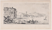 L'Embarquement des Marchandises (The Embarkation of Goods), from Paysages Gravés pour Jean de Médicis appelées aussi Paysages Dessinés a Florence, Vues de Florence, Paysages d'Italie, et Paysages Définitifs (Landscapes Engraved for Giovanni de'Medici, Landscapes Designed in Florence, Views of Florence, Landscapes of Italy, and Definitive Landscapes), Jacques Callot  French, Etching; second state of three (Lieure)