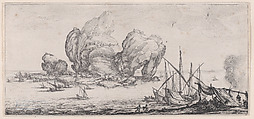 Le Grand Rocher (The Large Rock), from "Paysages Gravés pour Jean de Médicis appelées aussi Paysages Dessinés a Florence, Vues de Florence, Paysages d'Italie, et Paysages Définitifs" (Landscapes Engraved for Giovanni de'Medici, Landscapes Designed in Florence, Views of Florence, Landscapes of Italy, and Definitive Landscapes), Jacques Callot  French, Etching; second state of two (Lieure)