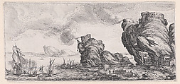 Le Combat Naval (The Naval Battle), from "Paysages Gravés pour Jean de Médicis appelées aussi Paysages Dessinés a Florence, Vues de Florence, Paysages d'Italie, et Paysages Définitifs" (Landscapes Engraved for Giovanni de'Medici, Landscapes Designed in Florence, Views of Florence, Landscapes of Italy, and Definitive Landscapes), Jacques Callot  French, Etching; second state of two (Lieure)