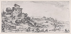 Le Chasse au Cerf (The Stag Hunt), from "Paysages Gravés pour Jean de Médicis appelées aussi Paysages Dessinés a Florence, Vues de Florence, Paysages d'Italie, et Paysages Définitifs" (Landscapes Engraved for Giovanni de'Medici, Landscapes Designed in Florence, Views of Florence, Landscapes of Italy, and Definitive Landscapes), Jacques Callot  French, Etching; second state of three (Lieure)