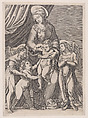 The Virgin, the Infant Christ, Infant Saint John, and Two Angels, Agostino Veneziano (Agostino dei Musi) Italian, Engraving