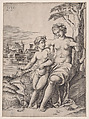 Venus and Eros, Agostino Veneziano (Agostino dei Musi) Italian, Engraving