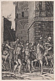 The Emperor Meeting the Warrior, Agostino Veneziano (Agostino dei Musi) Italian, Engraving