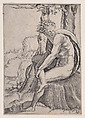 Seated Youth, Agostino Veneziano (Agostino dei Musi)  Italian, Engraving