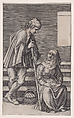 Peasant and a Woman with Eggs, Agostino Veneziano (Agostino dei Musi) Italian, Engraving