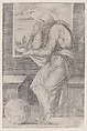 Philoshopher Seated near a Window, Agostino Veneziano (Agostino dei Musi) Italian, Engraving