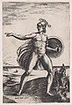A Warrior, Agostino Veneziano (Agostino dei Musi) Italian, Engraving