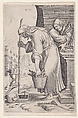 Old Woman Approaching the Grave, Agostino Veneziano (Agostino dei Musi) Italian, Engraving
