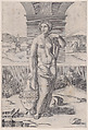 Woman Standing near a Vase, Agostino Veneziano (Agostino dei Musi) Italian, Engraving