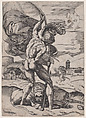Man with a Flag, Agostino Veneziano (Agostino dei Musi) Italian, Engraving