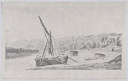 River Landscape (perhaps on the Thames), J. L. A.  British, Soft-ground etching