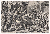 The Israelites Gathering Manna, Agostino Veneziano (Agostino dei Musi) Italian, Engraving