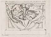 Stucco bas-relief with two male figures, Anonymous, 18th century, Etching