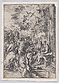 The Adoration of the Magi, set before and architectural colonnade, Pietro Testa  Italian, Etching