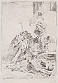 Three Lucchese saints Sts Nicholas Tolentino, Nicholas of Bari and Roch interceding with the Virgin on behalf of the victims of the plague 
, Anonymous, 17th century, Etching