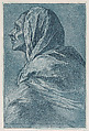 Head of a woman, Pietro Testa Italian, Etching printed in blue ink