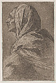 Head of a woman, Pietro Testa Italian, Etching printed in brown ink