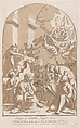 The martyrdom of Saint Angelo who in the upper left is being stabbed watched by horrified onlookers, from the 'Cabinet Crozat', Anne Claude Philippe de Tubières, comte de Caylus  French, Etching and aquatint imitating a chiaroscuro woodcut, printed in brown