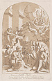 The martyrdom of Saint Angelo who in the upper left is being stabbed watched by horrified onlookers, from the 'Cabinet Crozat', Anne Claude Philippe de Tubières, comte de Caylus  French, Etching and aquatint imitating a chiaroscuro woodcut, printed in brown