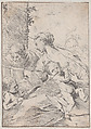The Holy Family with the infant Saint John holding an apple, Pietro Testa  Italian, Etching