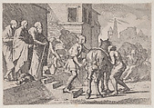 The departure of the prodigal son, shown at about to mount his horse, from a series of four prints, Pietro Testa Italian, Etching