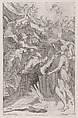 St. Carlo Borromeo surrounded by angels, Pietro Testa  Italian, Etching