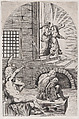 Saint Peter being released from prison by the angel, Girolamo Pedrignani  Italian, Etching