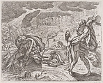 The deluge, figures being pulled from the water, Pietro Testa  Italian, Etching