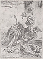 Three Luchese saints Sts Nicholas Tolentino, Nicholas of Bari interceding with the Virgin for the victims of the plague, Pietro Testa  Italian, Etching