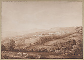 View of Marino in the Alban Hills, Jacob Philipp Hackert  German, Pen and brown ink, brown wash over black chalk.