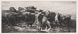 L'Abreuvoir, Charles Jacque  French, Drypoint