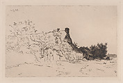 La Grande Chaumière Kercassier, Charles Jacque  French, Etching