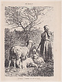 Une Bergère, Charles Jacque French, Wood engraving