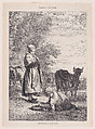 Cows and Cowherds, from "Le Magasin Pittoresque", Charles Jacque  French, Relief print (Comte process)