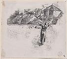 Woman Carrying Sheaf, Charles Jacque French, Wood engraving