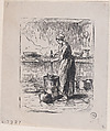 Woman Churning, Charles Jacque  French, Wood engraving