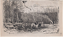 February, from "Album of Rustic Subjects", Charles Jacque French, Wood engraving