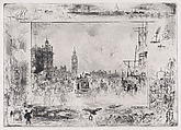 Westminster Bridge, or Westminster Clock Tower, Félix-Hilaire Buhot French, Etching, drypoint, roulette, aquatint and spit bite; second state of eight