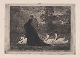 Lady of the Swans, Félix-Hilaire Buhot French, Drypoint; third state of three
