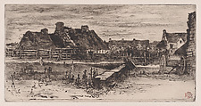 Large Thatched Cottages (Les Grandes Chaumières), Félix-Hilaire Buhot French, Etching, drypoint, aquatint, and roulette; fourth state of six