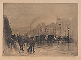 Winter Morning on the Quay, Paris, Félix-Hilaire Buhot French, Etching, roulette, aquatint, drypoint, and sandpaper ground; fourth state of five