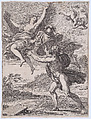 Neptune pursuing Coronis; Minerva interposes herself and turns Coronis into a crow
, Francisco Vieira de Mattos (Il Lusitano)  Portuguese, Etching