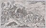Christ falling on the road to Calvary, from two plates, Giovanni Battista Fontana  Italian, Etching and engraving