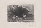 Landscape with three riders, John-Lewis Brown  French, Aquatint