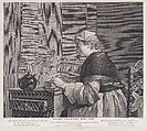Woman Having Tea, Pierre Filloeul  French, Etching an engraving