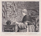 Woman Taking Her Tea, Pierre Filloeul French, Engraving