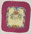 Design for a Chair Back Cover with an Ornamental Frame Formed by a Garland of Leaves and Flowers with an Interlacing Ribbon that Forms a Bow from which a Crown Motif with Monogram Hangs, Anonymous, French, 19th century  French, Watercolor