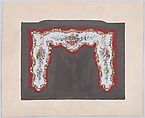 Design for a Fireplace (?) with Bundles and Garlands of Flowers Decorated with Musical Instruments, Anonymous, French, 19th century  French, Watercolor